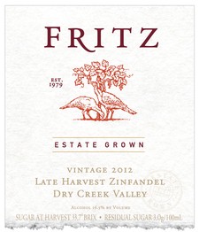 Fritz Wine Label Estate Grown Zinfandel